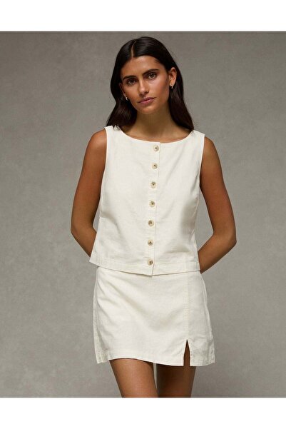 AMERICAN EAGLE AE Linen-Blend Sleeveless Shirt