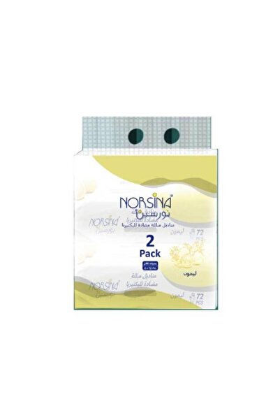 Norsina Antibacterial Wet Wipes Lemon Scent - 72 Wipes (Pack of 2)