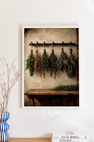 tablodea Vintage Dried Herbs Kitchen Chart – Rustic Kitchen and Country Style...