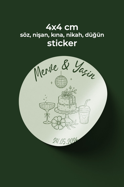 To Design Lab 4x4 cm - 150 adet / Nikah - Düğün - Nişan - Söz - Kına Hediyeli...