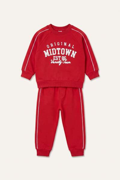 DeFacto Slogan Printed Sweatshirt Sweatpants 2-Piece Set Baby Boy H9789A526Au