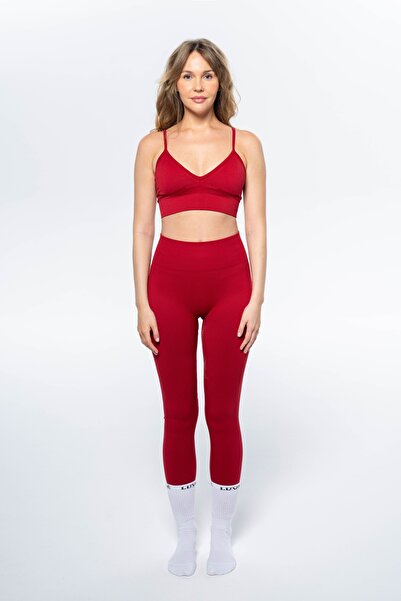 Saless Yüksek Bel Toparlayıcı Seamless Dikişsiz İç Göstermez Spor Kadın Tayt-Sporcu Sütyeni (Bra) 2'li Set