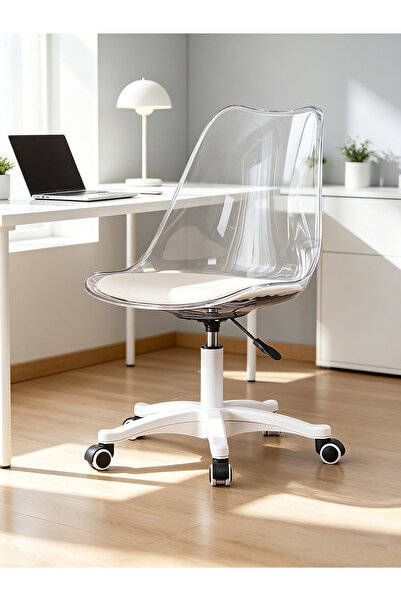 Sinyin Clear Acrylic Desk Chair with Soft Cushion, Height Adjustable Swivel R...