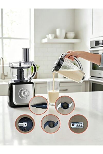 Generic 2 in 1 Food Processor & Blender | Multi-Function Chopper with Variabl...