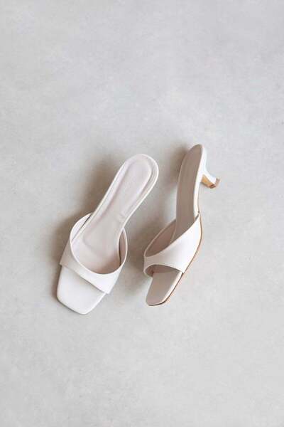 STRASWANS Jordy Women's Heeled Leather Sandals Beige