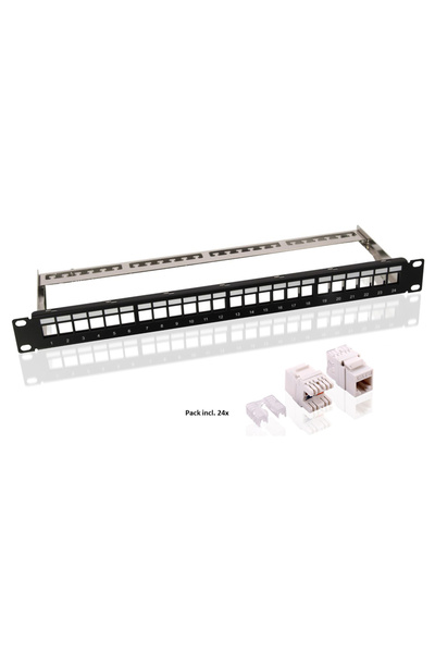 goobay Keystone patch panel 95336 με 24 modules, 19"/1U, 24 ports, μαύρo