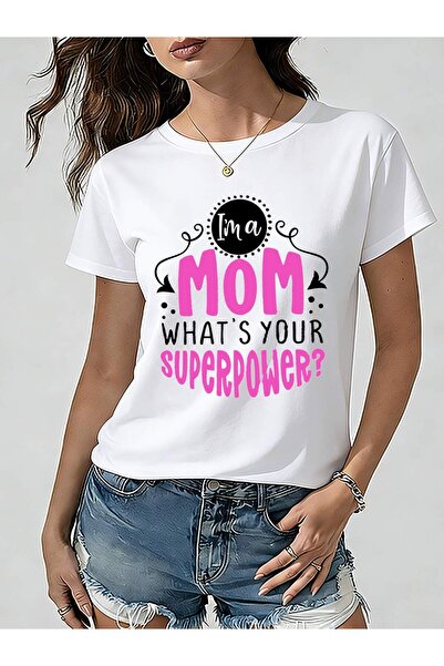 LİNA06 تي شيرت نسائي بطبعة "Mom's Superpower" من Comfort Colors، أبيض، بتصامي...
