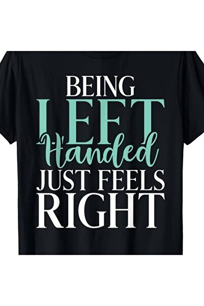 NOURAM تي شيرت رجالي بطبعة "Being Handed Just Feels Right" باللون الأسود مع ن...