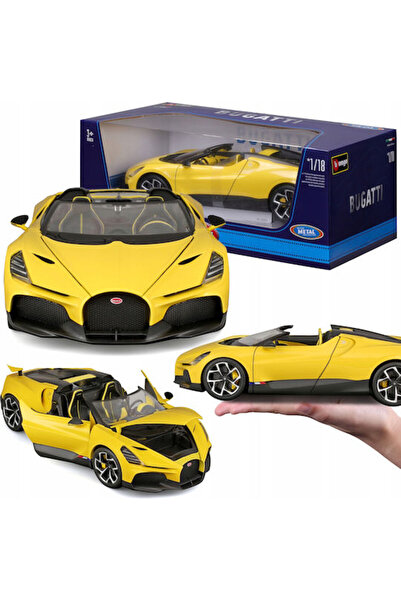 Generic Brand Mașină Bugatti Mistral - Galbenă, Scara 1:18, pentru 3+ ani