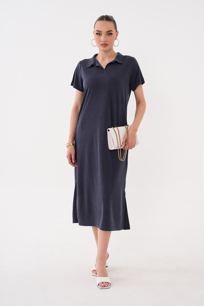 Mega Life Short Sleeve Pique Modal Dress with Collar