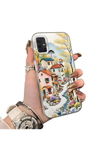 Hontinga Samsung Galaxy A51 Compatible Silicone Edge Hard Back Case Couple Ph...