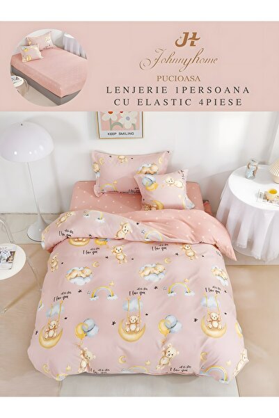 PlayFun Duvet Cover Set 1 Person 4 Pieces with Stretchy 155x200 cm, Model T60...