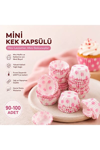 QesQin Mini Kek/Muffin Kağıdı 90-100 Adet /Yağ Geçirmez/Fırınlık Kapsül
