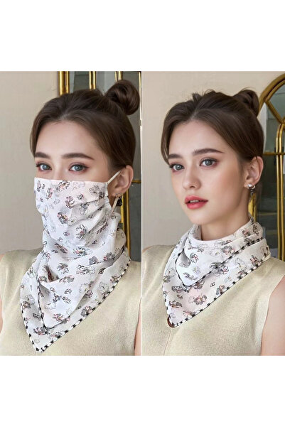 Choice White ink painting Womens Sun Protection Floral Scarf, Adjustable Prot...