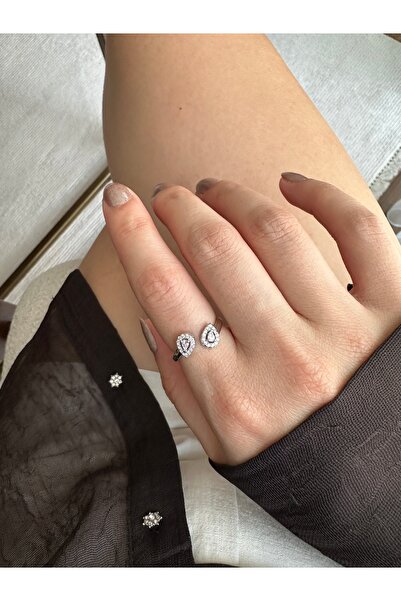 ringbox Silver Color Double Drop Ring