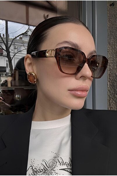 Eyesofia Bamboo Geometric Frame Gradient Glass Ultra Light Uv400 Filter Brown...