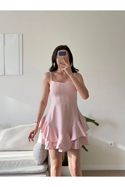heree Women's Rope Strap Flounce Mini Dress