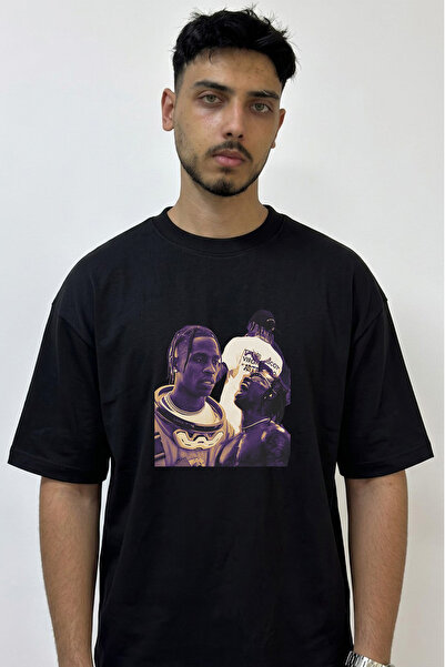 Anetos Travis Scott_97 Dizajn Tiskana Oversize Crna Majica