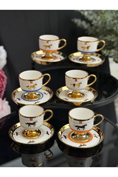 Ulus Home 6-Person Porcelain Dolye Coffee Cup Set