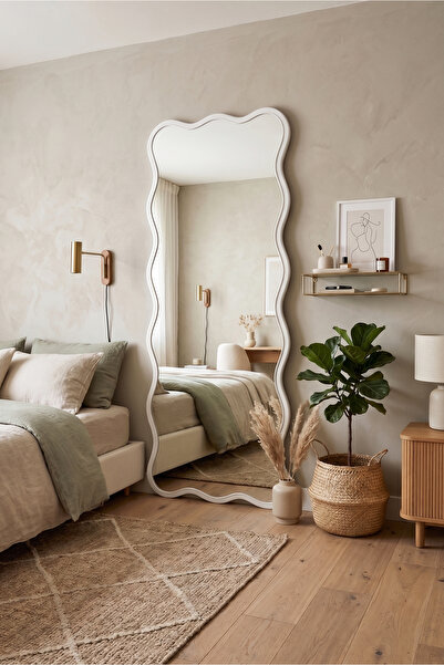 Mirror Home Decor Art Dalgalı Ahşap Çerçeveli Modern Boy Aynası | Dikdörtgen ...