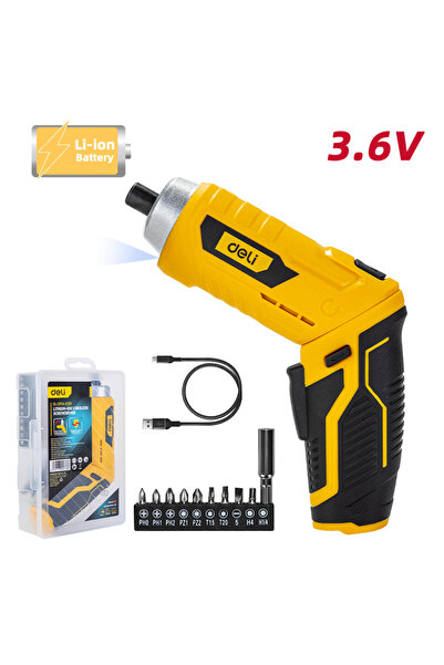 Deli κατσαβίδι μπαταρίας με μύτες DL-DP04-E2B1, LED φακός, 1500mAh
