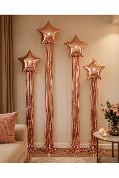 Doğasüs Rose Gold 5 Adet Yıldız Arka Fon Süsleme