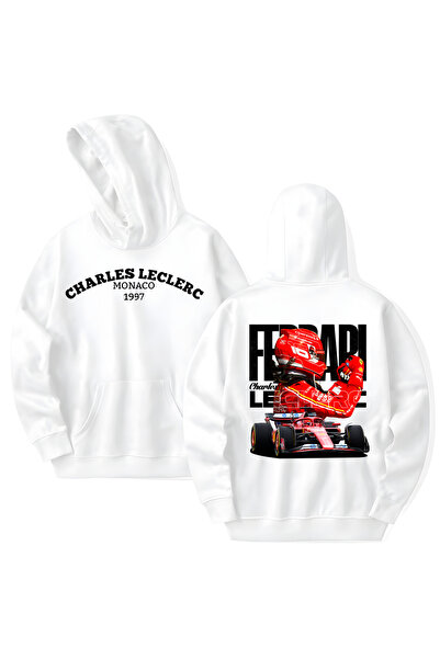 STİL-X Charles Leclerc Printed Cotton Long Sleeve Hooded Sweatshirt with 3 Th...