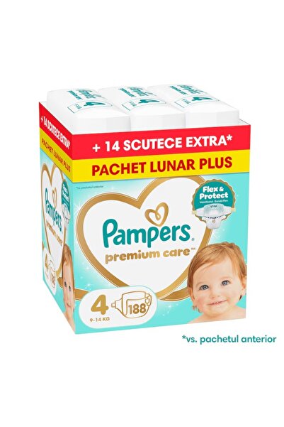 Pampers Scutece Premium Care XXL2 Cutie, Mărimea 4, 9-14kg, 188 bucăți