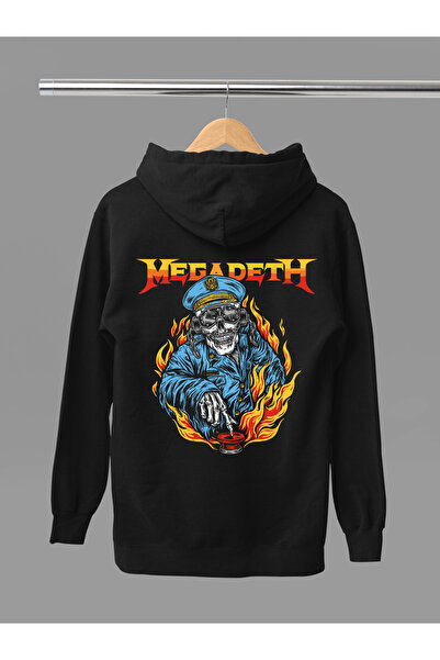 MAGORS Hanorac rock cu glugă din bumbac imprimat MEGADETH, cu mânecă lungă, c...