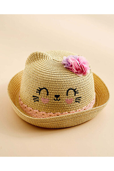 REDTAG Girls Beige Embellished Sun Hat
