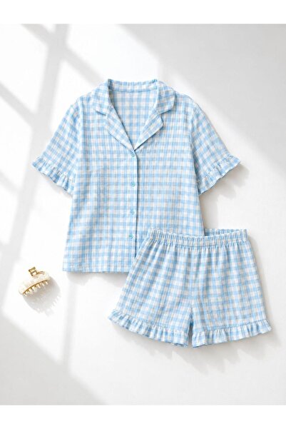 BELLEVRA Bürümcük Fabric Plaid Shorts Set