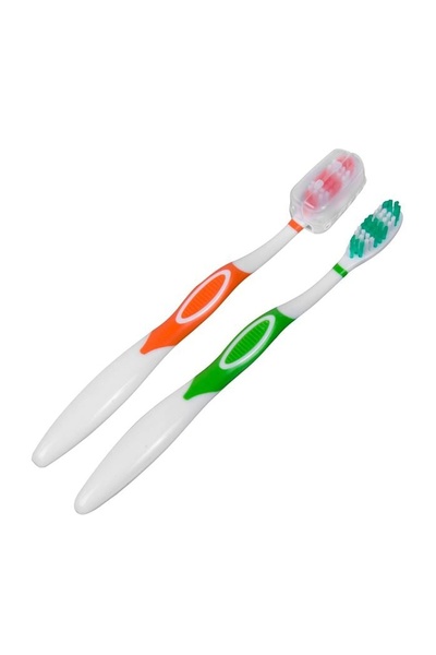 Jumbo Periuță de dinți pentru adulți, duritate medie, set 2 bucăți, mâner erg...