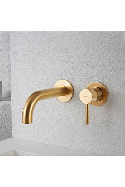 ARMANDO VICARIO Industrial Brushed Gold Μπαταρία Νιπτήρος Εντοιχισμού 2 Οπών