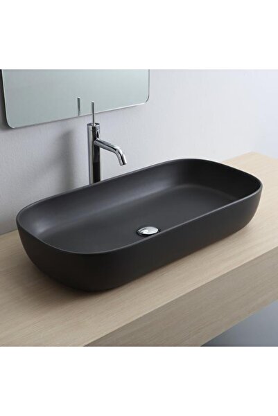 SCARABEO Glam 1803-401 Black Matt Πορσελάνινος Νιπτήρας Μπάνιου Επιτραπέζιος ...