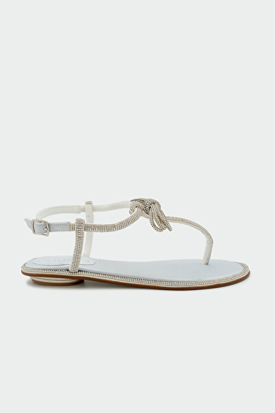 LAMİNTA Balvin Stoned Flat Women's Silver Sandals