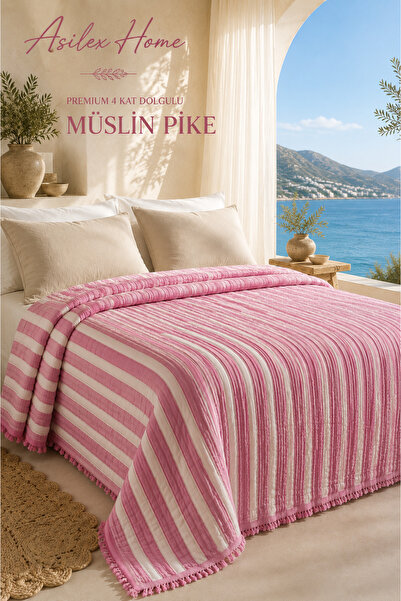 Asilex Home Collection 4 Layer Muslin Pique 210X230 cm Double Size 100% Cotto...