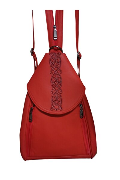 Durush Collection Genuine Leather, Designer Hand-Crafted Red Backpack