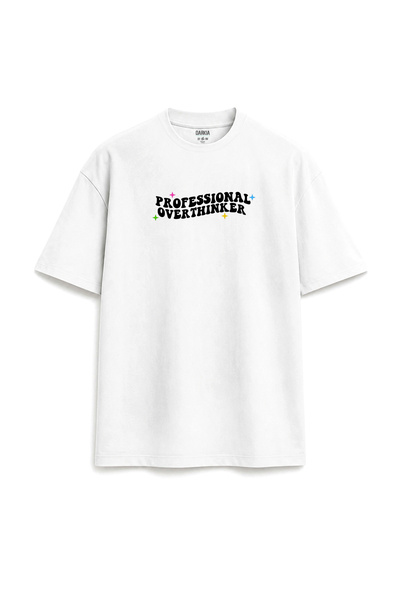 Darkia Professional Overthinker Written Y2K Design Printed Relaxed Fit Unisex...