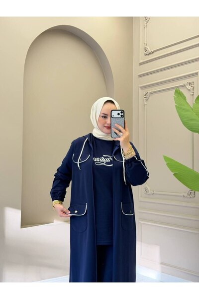 moda4b Women's 3-Piece Tracksuit Set with Hooded Long Cardigan Sweatshirt and...