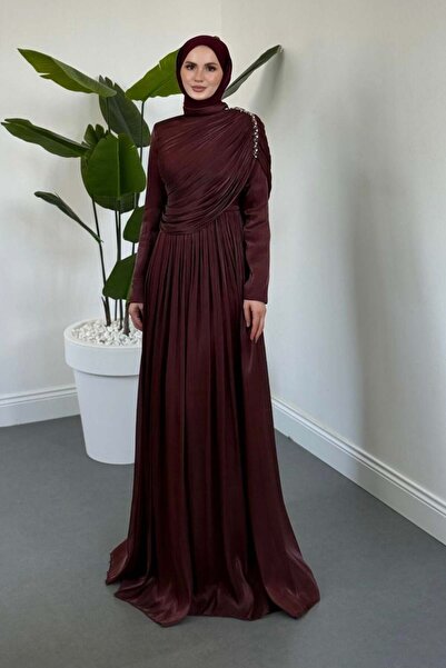 Arlune Single Shoulder Gemstone Jan Jan Evening Dress Dusty Rose