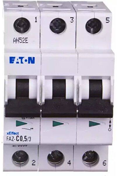 Eaton Disjunctor automat 3P C 0.5A 15kA AC Fază C0 5/3 278856