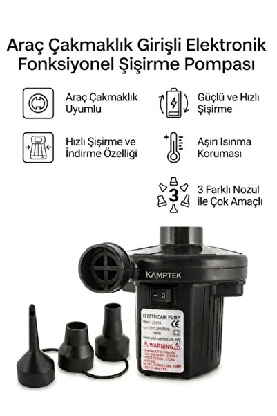 kamptek kamp teknolojisi Kamptek 12V Car Electric Inflator Pump with Cigarett...