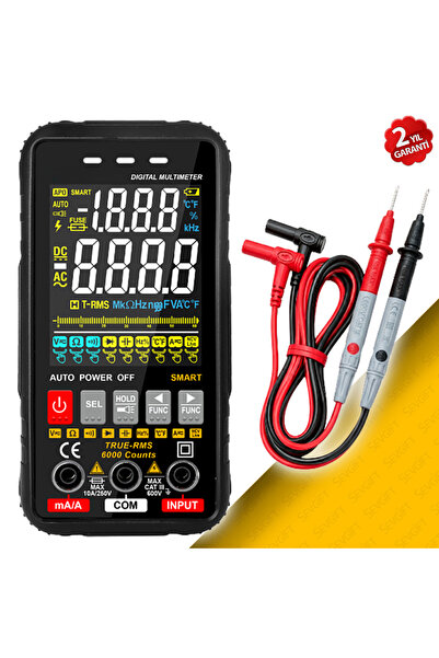 Sevgift True RMS Akıllı Dijital Multimetre | Renkli Ekran | NCV Temassız Volt...