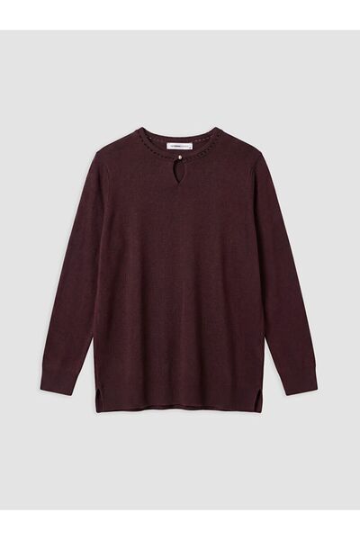 LC Waikiki Lcw grace plum crew neck women's knit sweater