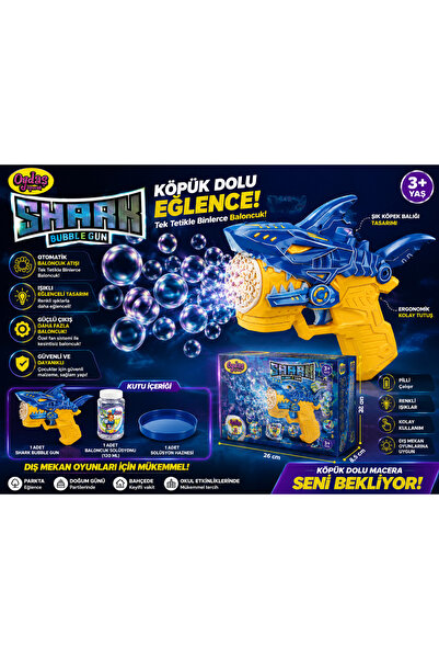 Azra Toys Shark Bubble Gun – Işıklı Otomatik Baloncuk Tabancası | Köpük Dolu ...