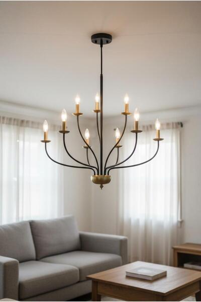 Elizim Home Lighting Vela Lüx Kaliteli Siyah Sarmaşık Sarkıt Avize