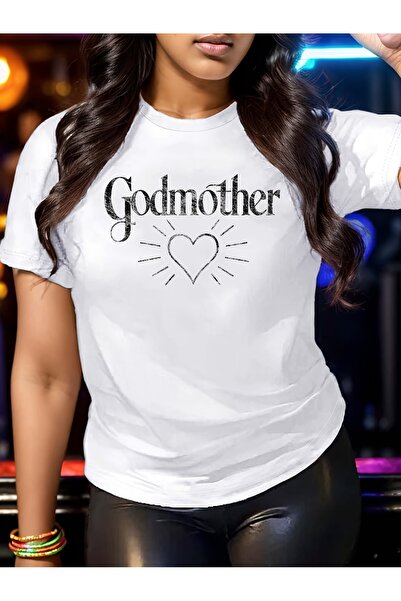 212Wear تي شيرت Godmother in Cursive Font Pure Wo's بقصة مريحة، تي شيرت مريح ...