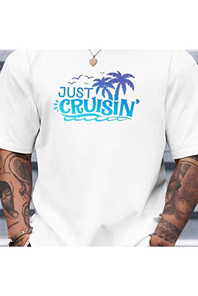 12 Teknoloji تي شيرت رجالي بطبعة 'Just Cruisin' - تي شيرت ملون بأكمام قصيرة م...