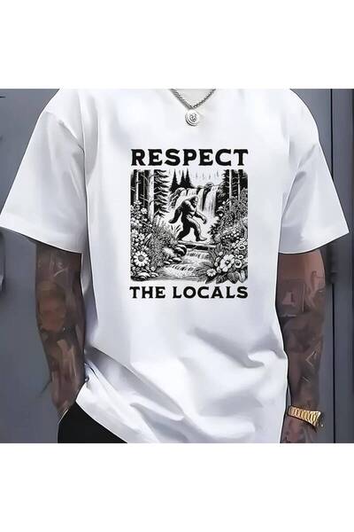LİNA06 Respect the Locals Sasquatch T-Shirt - Wilderness, Soft Breathable Cot...