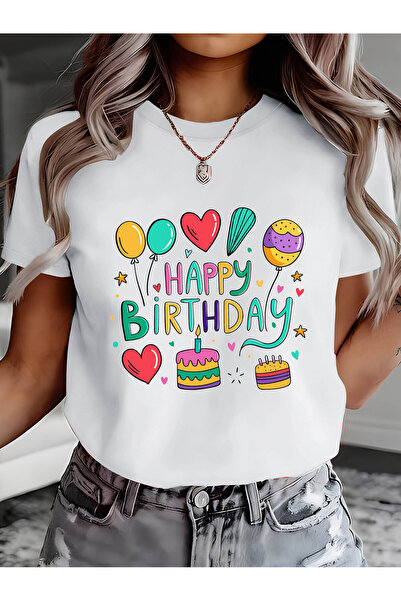 17 seramik Women'S Colorful Element Theme T-Shirt | Balloon Cake Heart & Slog...